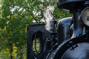 Whistle of a steam locomotive with white steam, Steam Locomotive, white steam