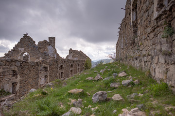 Landscapes of the French Alps, mountains, peaks, approximately 1,500 meters above sea level. Cote d'Azur, near the ski town of Col de Turini (Le col de Turini)