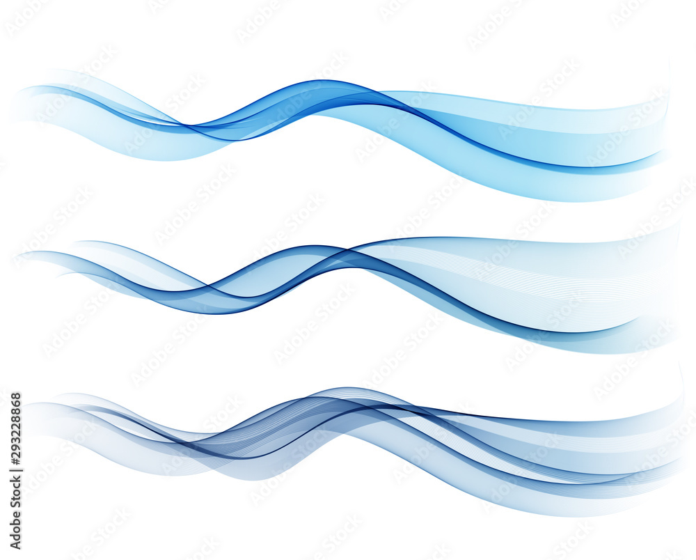 Poster Set of blue abstract wave design element