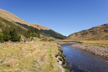 Fototapeta na wymiar The river Shiel running through Glen Shiel in the Scottish highlands