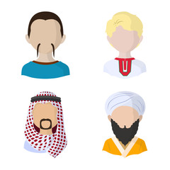 Vector illustration of nation and race sign. Set of nation and user stock vector illustration.