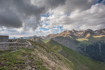 Landscapes of the French Alps, mountains, peaks, altitude of about 1000 meters above sea level