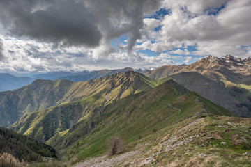 Fototapeta premium Landscapes of the French Alps, mountains, peaks, altitude of about 1000 meters above sea level
