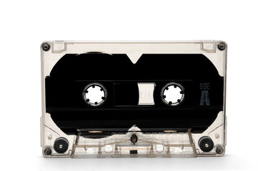 Compact audio tapes for magnetic recording on a white background.Compact cassette