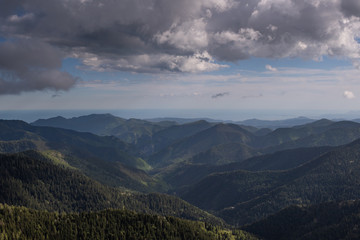 Fototapeta premium Landscapes of the French Alps, mountains, peaks, altitude of about 1000 meters above sea level