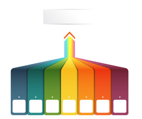 Vertical colourful strips with prospect and shade. Template Infographic for 7 options.