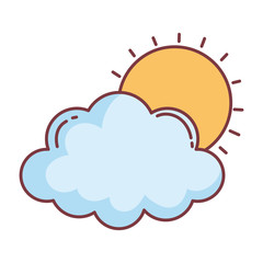 cloud sun hello autumn design icon