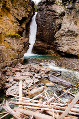 The upper falls in Johnston Canyon in Banff National Park.