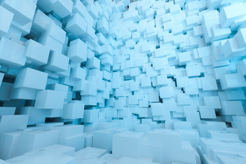 The room made of cubes, in three-dimensional space, 3d rendering.