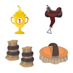 Isolated object of horseback and equestrian logo. Set of horseback and horse stock symbol for web.