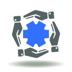 NGO Non Governmental Organizations Logo. Hands palm round asterisk logo. Contribution corporate foundation nonprofit illustration.