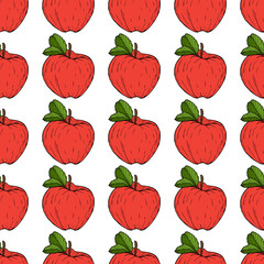 Apple red black line isolated on white background pattern