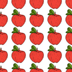 Apple red black line isolated on white background pattern