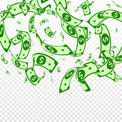 American dollar notes falling. Random USD bills on