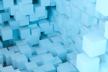 The room made of cubes, in three-dimensional space, 3d rendering.