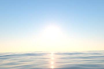 Fototapeta na wymiar Ocean and sunshine, the beauty of nature, 3d rendering.