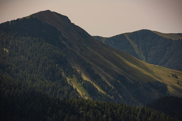 Landscapes of the French Alps, mountains, peaks, altitude of about 1000 meters above sea level