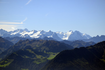 Panoramic landscape view from Rigi Kulm, Mount Rigi in Switzerland