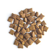 Dry kibble pet food. Kibble for dog or cat.
