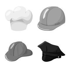 Isolated object of hat and helmet icon. Set of hat and profession stock symbol for web.