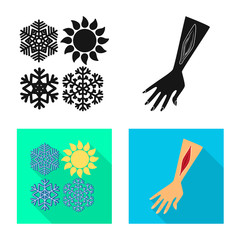 Vector illustration of medical and pain symbol. Set of medical and disease stock symbol for web.