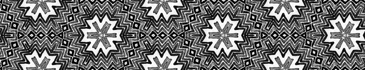 Dark black and white Seamless Border Scroll. Geome