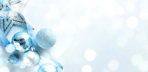 Blue Christmas Flat Lay Background