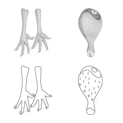 Vector design of product and poultry sign. Collection of product and agriculture stock symbol for web.