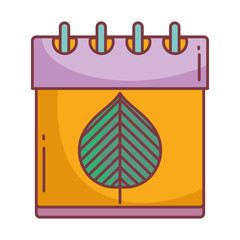 calendar leaf hello autumn design icon