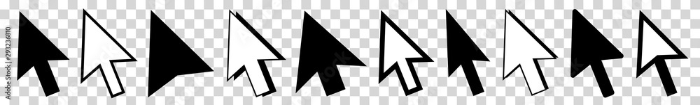 Fototapete Cursor | Mouse Arrow Icon | Computer Mouse Pointer | Isolated Transparent | Click Variations
