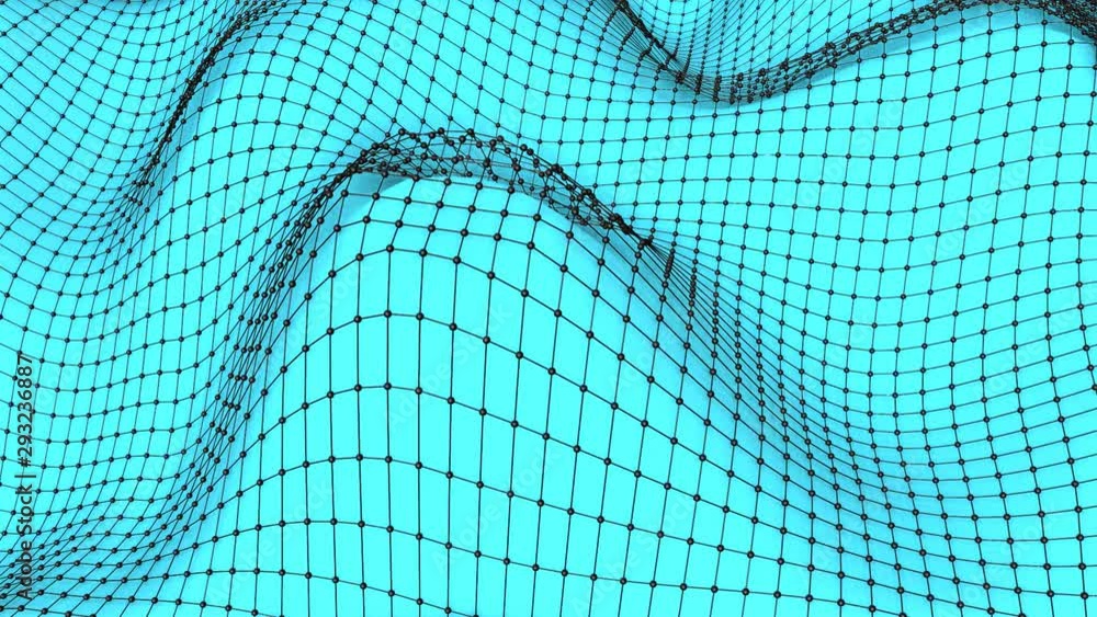 Aufkleber deformable wave plane with a lattice. background. 3d rendering