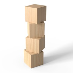 Wooden blocks. Pyramide of cubes. Mockup. Isolated on white background