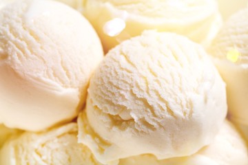 Ice cream vanilla dessert scoops delicious close-up isolated