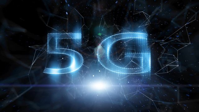  Futuristic 5g next generation mobile data technology cyberspace network animation background..
