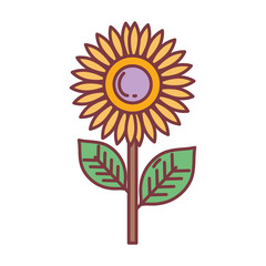 sunflower hello autumn design icon