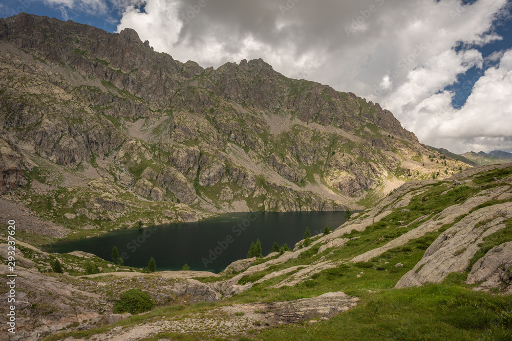 Canvas Prints French Alps, Valley of Miracles, mountain lakes, pristine nature. Mercantour National Park