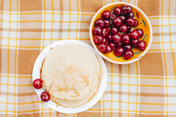 Morning picnic in the park. Tasty food. Snacks and fruits. Picnic basket. Lifestyles
