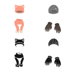 Vector illustration of clothes and texture sign. Collection of clothes and weather stock vector illustration.