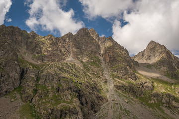 French Alps, Valley of Miracles, pristine nature. National Nature Park of France Mercantour