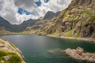 French Alps, Valley of Miracles, mountain lakes, pristine nature. Mercantour National Park