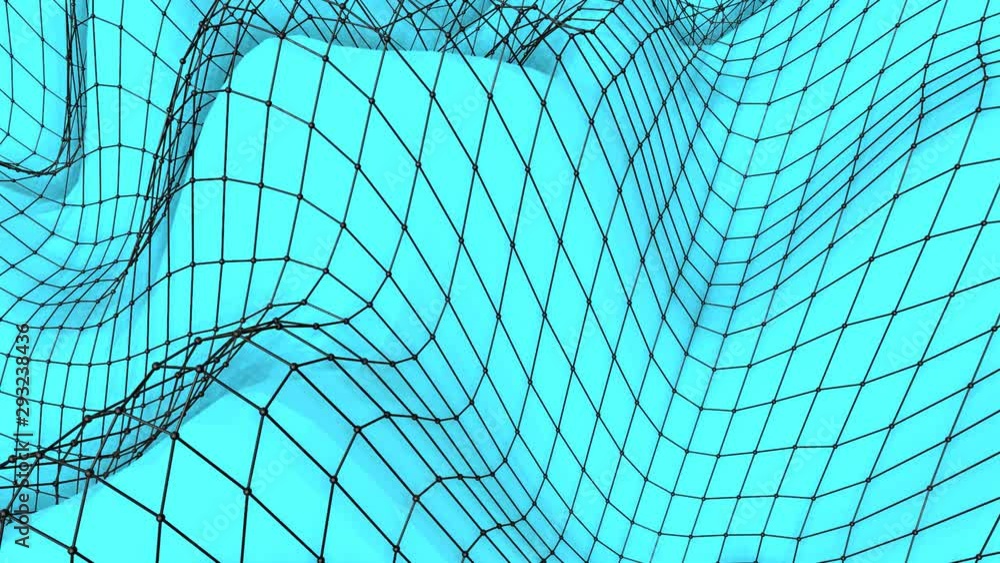Poster deformable wave plane with a lattice. background. 3d rendering