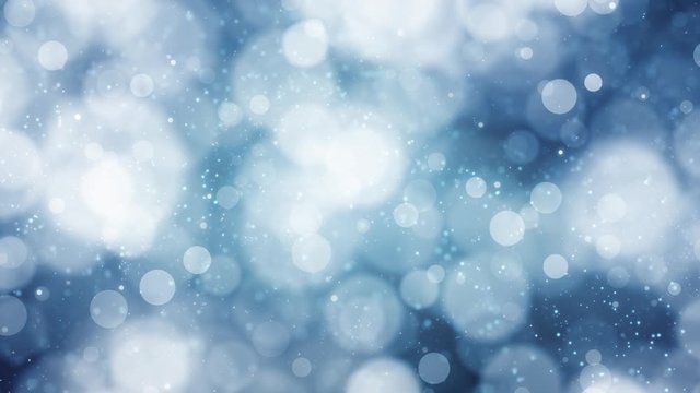 Beautiful blue colored blurry circle bokeh background. Christmas and New Year copy space decoration animation.