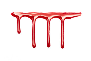 Red blots isolated on white background. Top view.