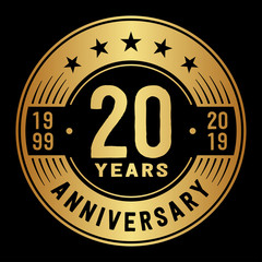Fototapeta premium 20 years anniversary logo template. Twenty years logo. Vector and illustration.