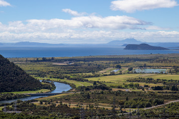 aerial view of Taupo lake, north island, New Zealand