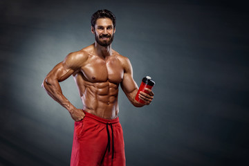 Muscular Men Drinks Protein Drink, Energy Drink