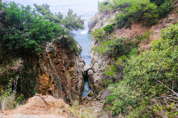 Obraz premium Deep mountain gorge in the vicinity of Lloret de Mar, Costa Brava.