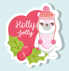 polar bear happy merry christmas tag