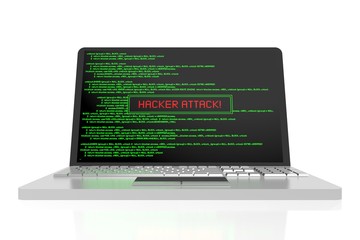 3D hacker attack concept - laptop