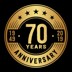 70 years anniversary logo template. Seventy years logo. Vector and illustration.
